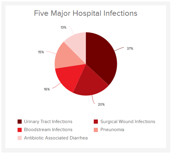 Kreisdiagramm zu häufig auftretenden Infektionen im Krankenhaus